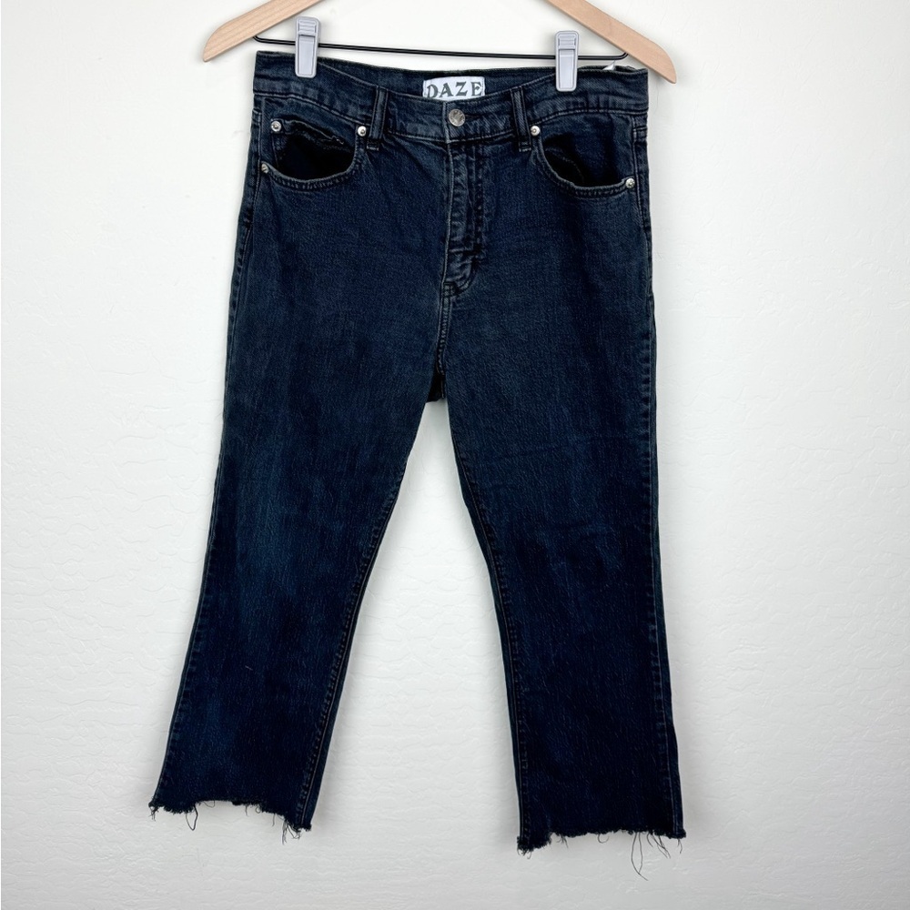 Daze denim black straight cropped jeans